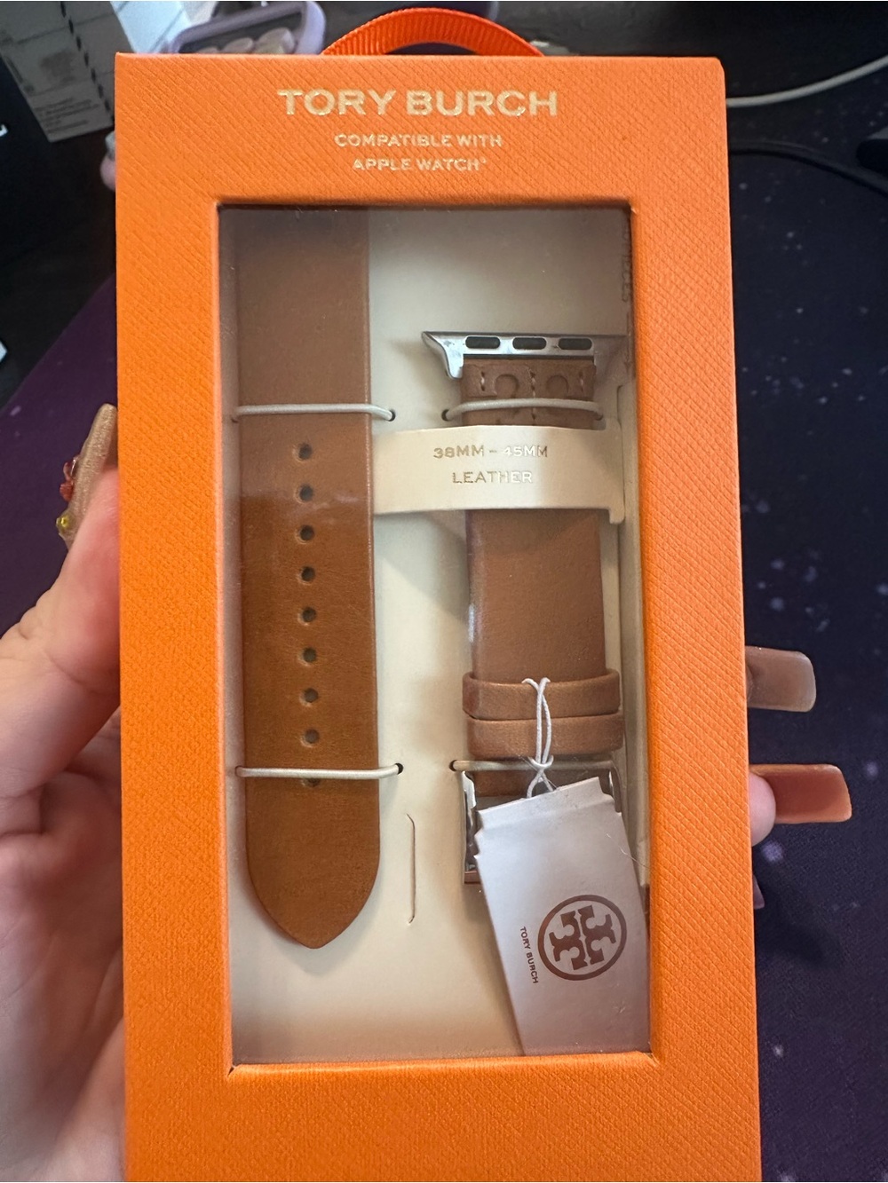 Tory Burch Tan Leather Apple Watch Strap - 38mm/45mm